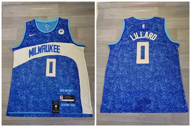Bucks 0 Damian Lillard Blue Nike 2023-24 City Edition Swingman Jersey,We sell and wholesale Bucks 0 Damian Lillard Blue Nike 2023-24 City Edition Swingman Jersey on line form chian!